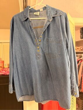 River Blues Denim Pullover Shirt - Light Blue Denim